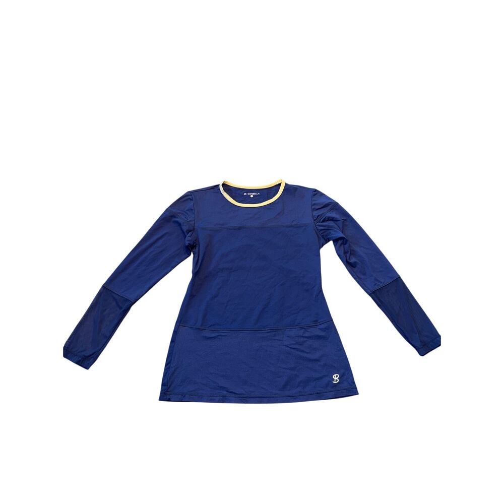 Sofibella Tennis Golf Top Women XS Navy Gold Long Sleeve Open Back Athletic